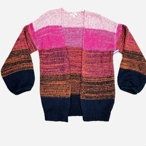 NWOT BP Striped Multicolor Balloon Sleeve Knit Open Cardigan
